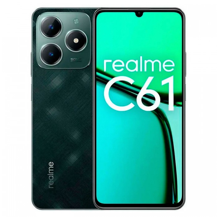 Oferta Relâmpago Celular Realme C61 256GB, 6GB RAM, Câmera Traseira Dupla de 50MP, Tela 6.7" Android 14, NFC e Processador Octa Core Verde